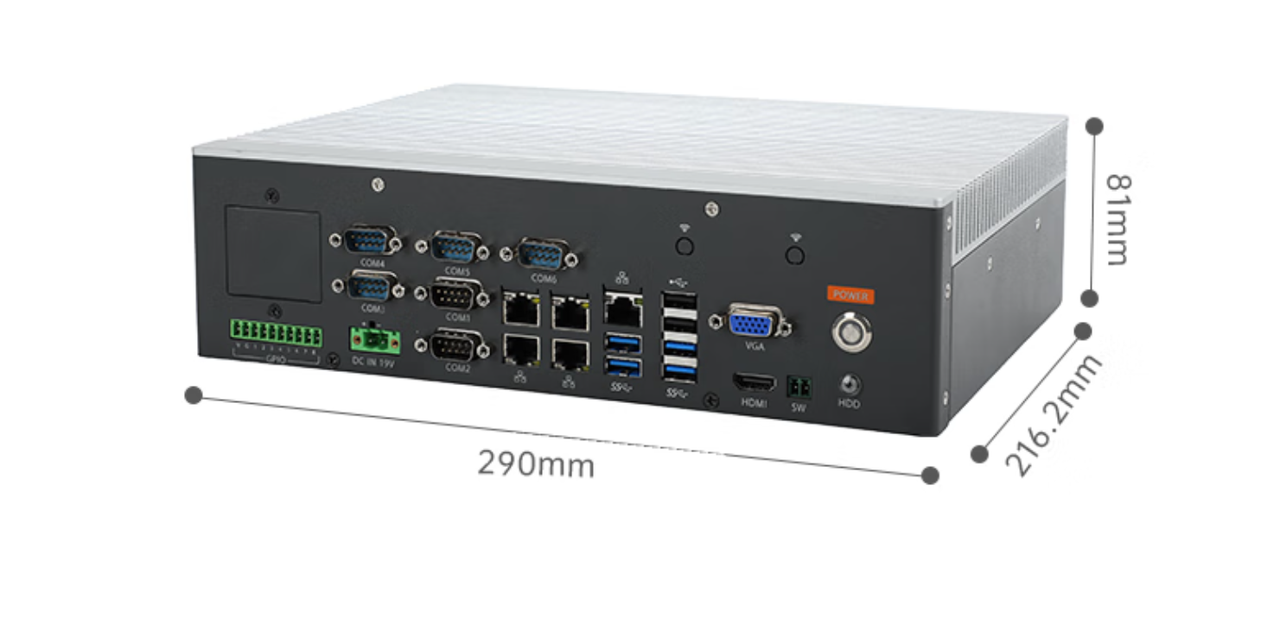 該款機器整體主要為銀灰色，尺寸為290（帶壁掛319.2）*216.2*81（帶壁掛87.5）mm（寬*深*高）。