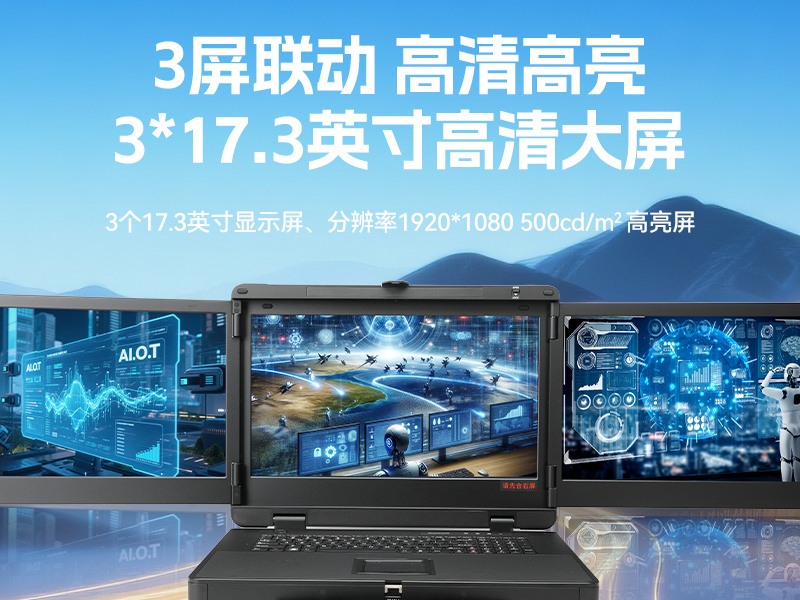 17.3英寸三屏加固便攜機(jī),騰銳D2000國產(chǎn)工業(yè)筆記本,DTG-3173CU-FD2KMCL2